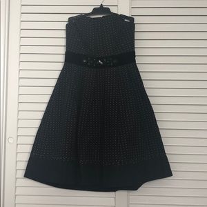 Black With White Poka Dots Strapless Dress Size 4